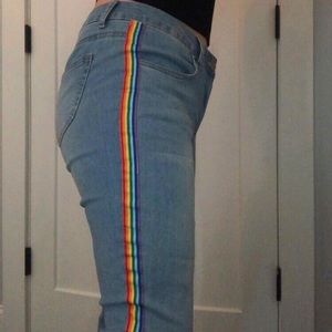 BBJ Los Angeles Rainbow Striped Skinny Jeans
